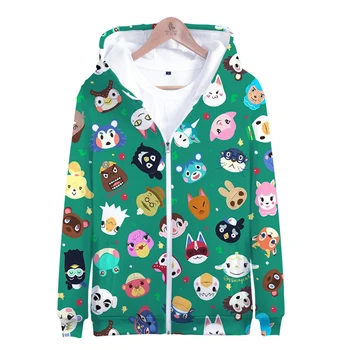 

New 2020 Game Animal Crossing New Horizons 3D print Zipper Hooded Sweatshirt Zip-Up Hoodies Cute Harajuku Women/Men/Kid Clothes