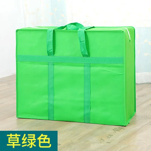 Mini Storage Bag Extra Large Storage Bag Non-Woven Fabric Storage Bag Pure Color Package Quilt Organizer Clothes Organizer - Цвет: Grass green