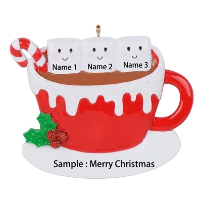 Персонализированные Зефир пары Рождество орнамент-горячий кофе какао кружка семья из 5-ваш выбор имя и Дата - Цвет: family of 3