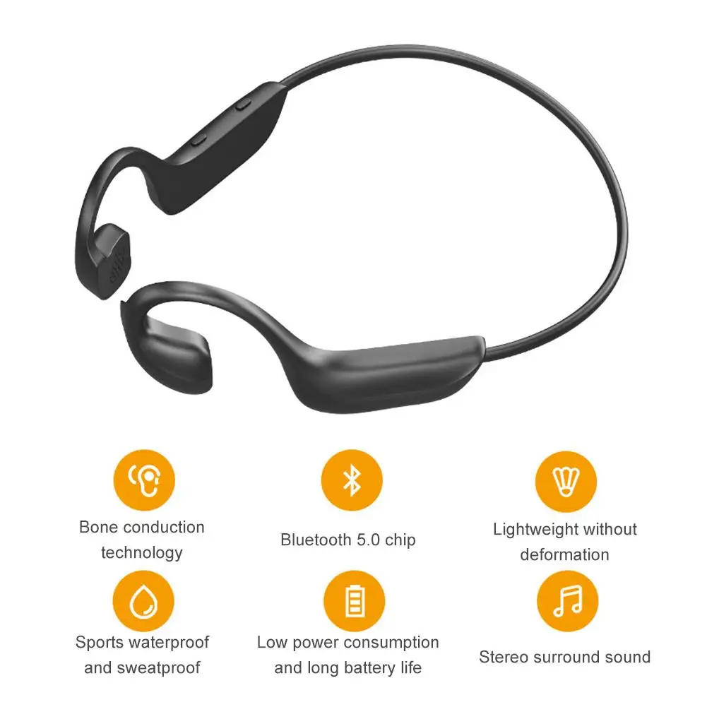 Bone Conduction Headphones Bluetooth 5 0 Headset Sports Waterproof Sweatproof Wireless Earphones With Mic For Apple Android
