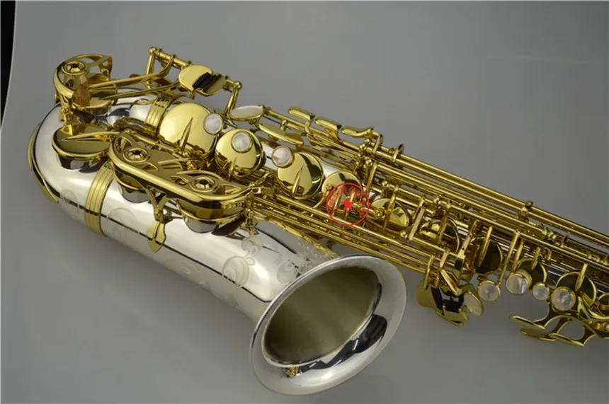 Совершенно альт саксофон W037 никелированный золотой ключ Супер профессиональный высокое качество саксофон мундштук подарок