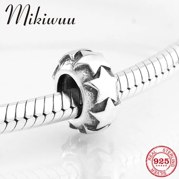 

Real 925 Sterling Silver round shape Little star pattern fine Spacer beads Jewelry making Fit Original Mikiwuu Charm Bracelet
