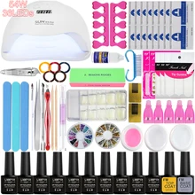 Набор для маникюра 36/48/54 Вт Светодиодная ультрафиолетовая закрпляемая на Набор для маникюра 6 разноцветный Гель-лак для ногтей лак набор инструментов для маникюра УФ Расширение набор для маникюра