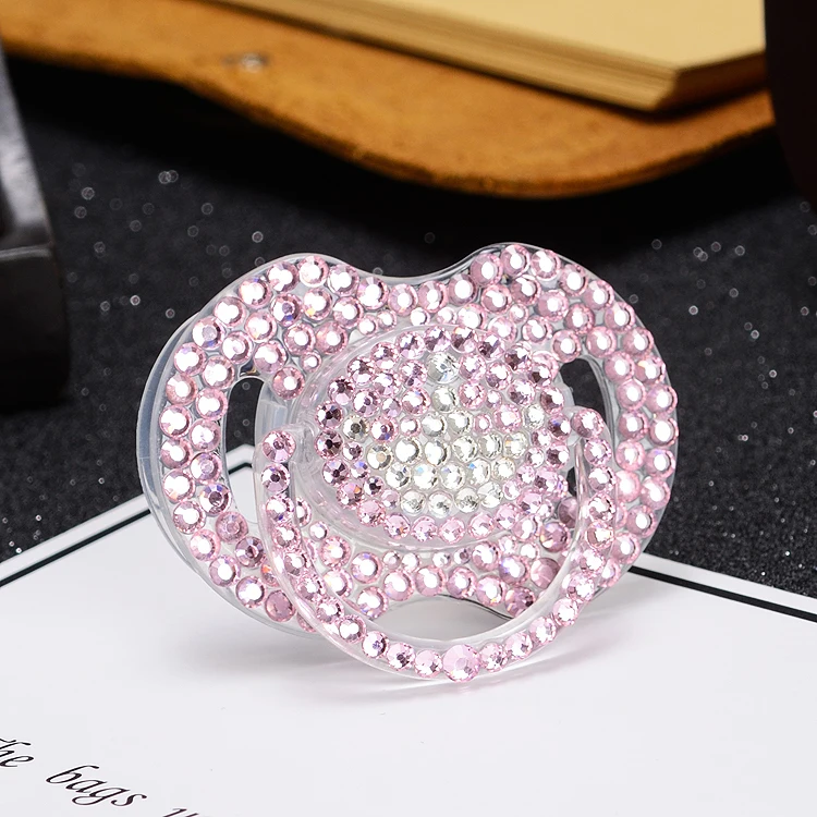 

BLING bling pink rhinestone with white bling crown pacifier beautiful and niquue gift for baby