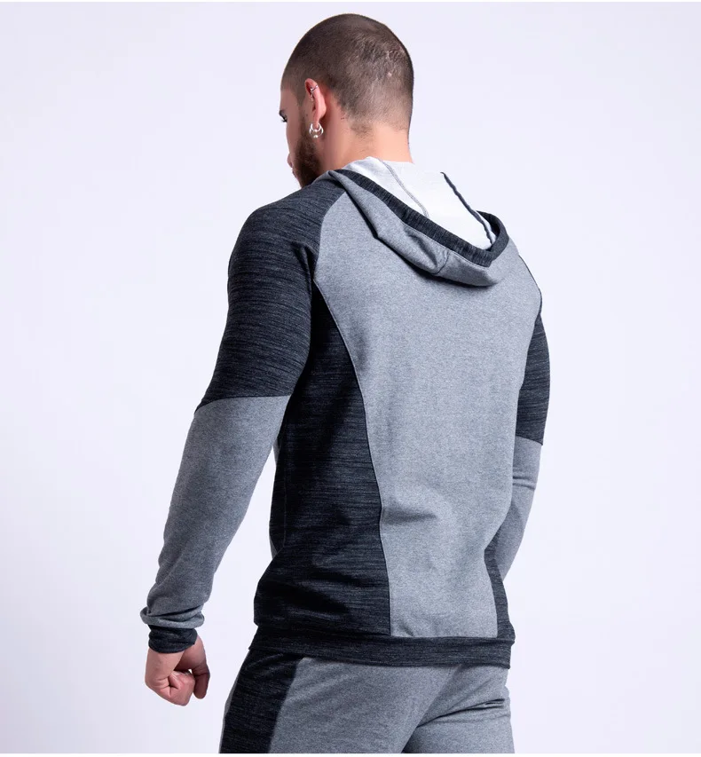 Мужская спортивная куртка с капюшоном для фитнеса, тренировок в тренажерном зале, с длинным рукавом, на молнии, с капюшоном, спортивный костюм, спортивная одежда для бега на открытом воздухе