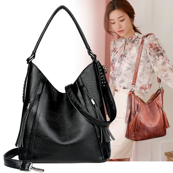 

Vintage Leather Shoulder Bag Large Shopper Bag Crossbody Bags for Women 2020 New Luxury Handbags 2020 Women's Bag Trend Designer