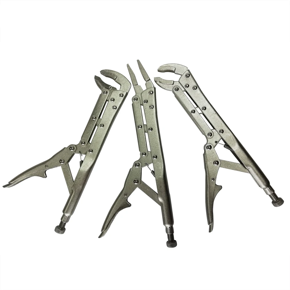 3 Pcs 12in. Extended Long Reach Locking Vise-Grip Pliers Straight 45 Degree 80 Degree Vise-Grip Pliers