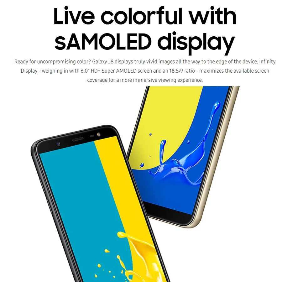 6 дюймов Глобальный samsung Galaxy J8 J810F-DS, 3 Гб оперативной памяти, 32 Гб встроенной памяти, мобильный телефон Snapdragon 450 16MP 5MP 16MP Android с двумя сим-картами 4G смартфон