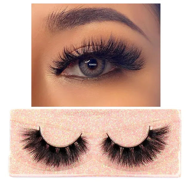 FOXESJI Makeup Eyelashes 3D Mink Lashes Fluffy Soft Wispy Natural Cross Eyelash Extension Reusable Lashes Mink False Eyelashes K16