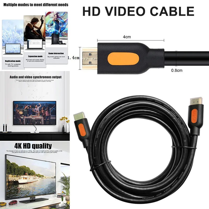 HDMI плоский кабель HDMI версии 2,0 Высокое Скорость Ethernet Поддержка видео в формате 4K HD 1080p 1,5/3/5/10/15/20 м SD998