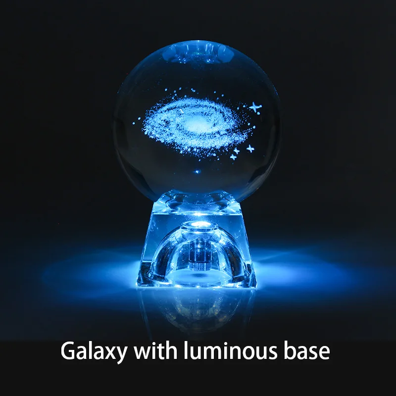 6 см с 3D гравировкой Галактическая Солнечная система, хрустальный светильник, ночник, светящаяся стеклянная круглая Сфера, рождественский подарок, Настольная декоративная лампа - Испускаемый цвет: luminous galaxy
