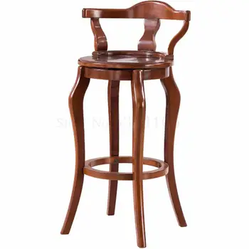

Nordic Solid Wood Bar Chair Modern Simple Bar Chair Domestic Backrest High Chair European Bar Chair Solid Wood Board