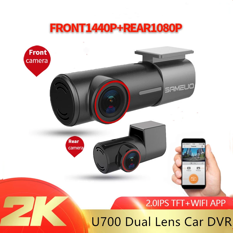 

U700 Dash Camera Front Rear View Car DVR Dual Lens 1080P 1440P With WiFi FHD Video Car Driving Recorder 24H Parking Monitor DVR