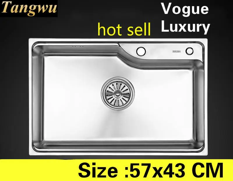 

Free shipping Apartment high quality kitchen single trough sink wash vegetables 304 stainless steel vogue hot sell 57x43 CM