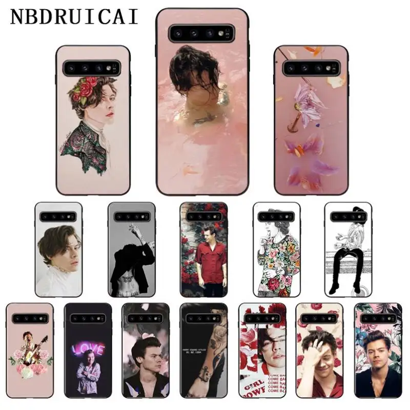 

NBDRUICAI One Direction Harry Styles, Pink Flowers Phone Case for Samsung S9 plus S5 S6 edge plus S7 edge S8 plus S10 E S10 plus