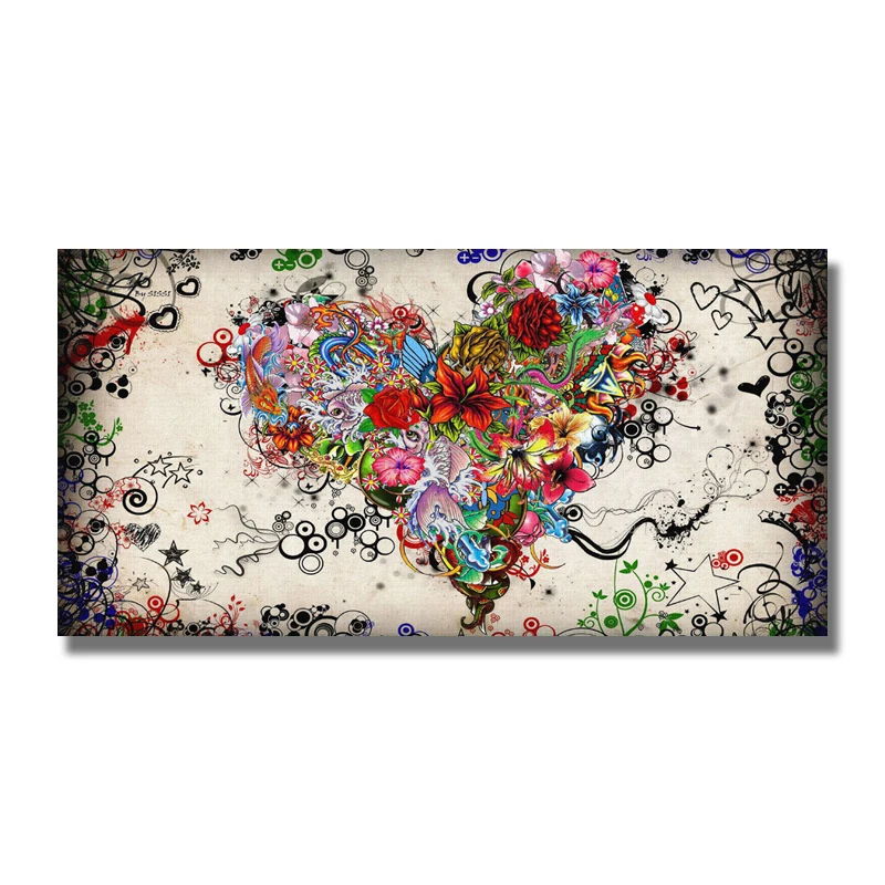 Абстрактная картина маслом на холсте красочные сердца цветы плакаты принты