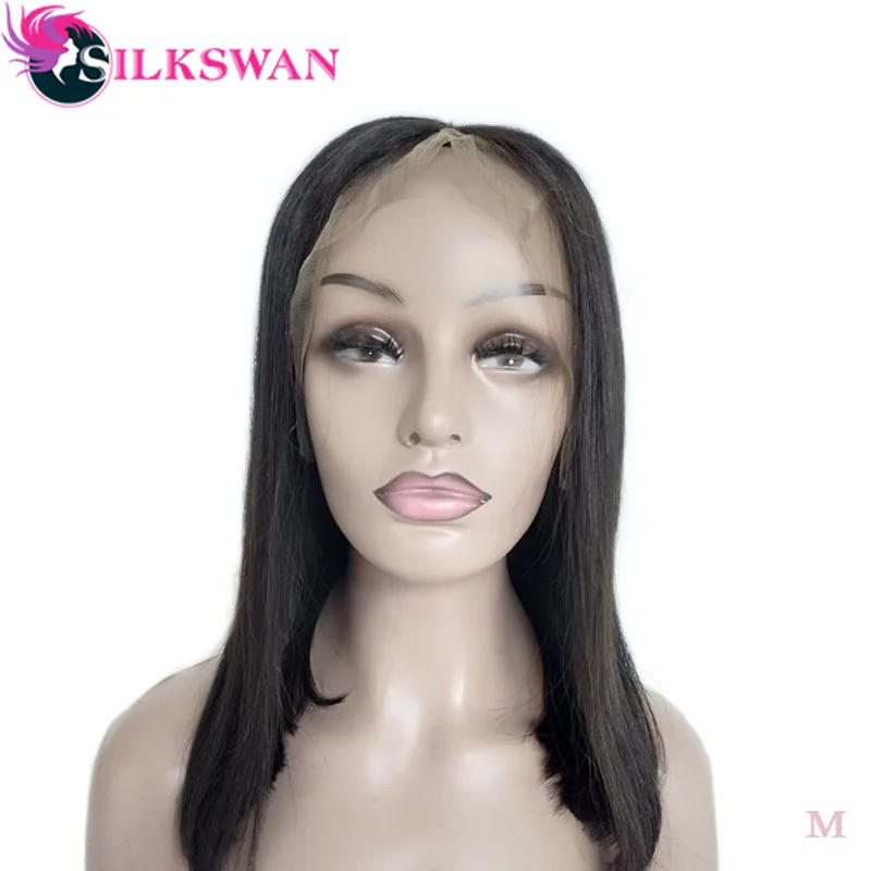 Silkswan, 360, фронтальный парик на шнурке, предварительно выщипанные с детскими волосами, волосы Remy, 150% плотность, бразильские прямые волосы, парик для черных женщин