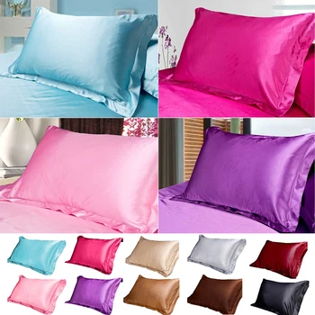 

Hot 1pc Single Silk Pure Color Pillowcase Square Shaped Comfortable For Sleeping Bedroom Soft Pillow covers48cmx74cm