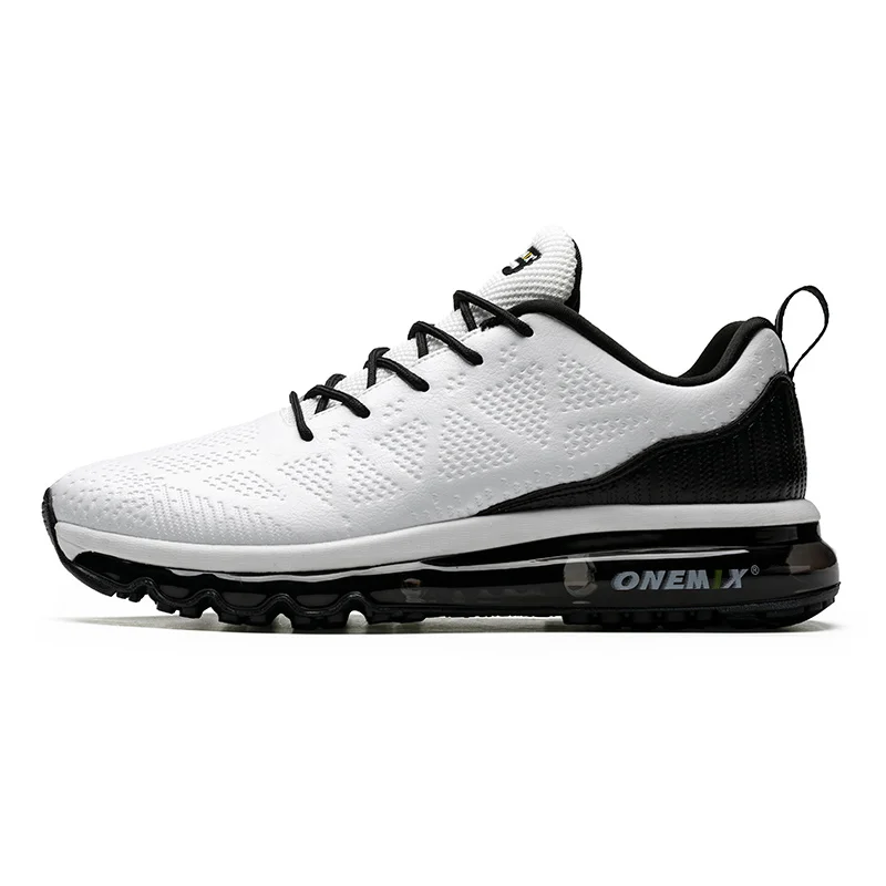 ONEMIX мужские беговые кроссовки с воздушной амортизацией, кожаный верх, бегун спортивный, кроссовки для бега на открытом воздухе, для спортзала, фитнеса, беговые кроссовки Max - Цвет: White