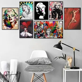 

Marilyn Monroe Nude Art Poster Retro Female Star Sexy Beauty Canvas Painting Home Decor Wall Painting Pictures For Living Room