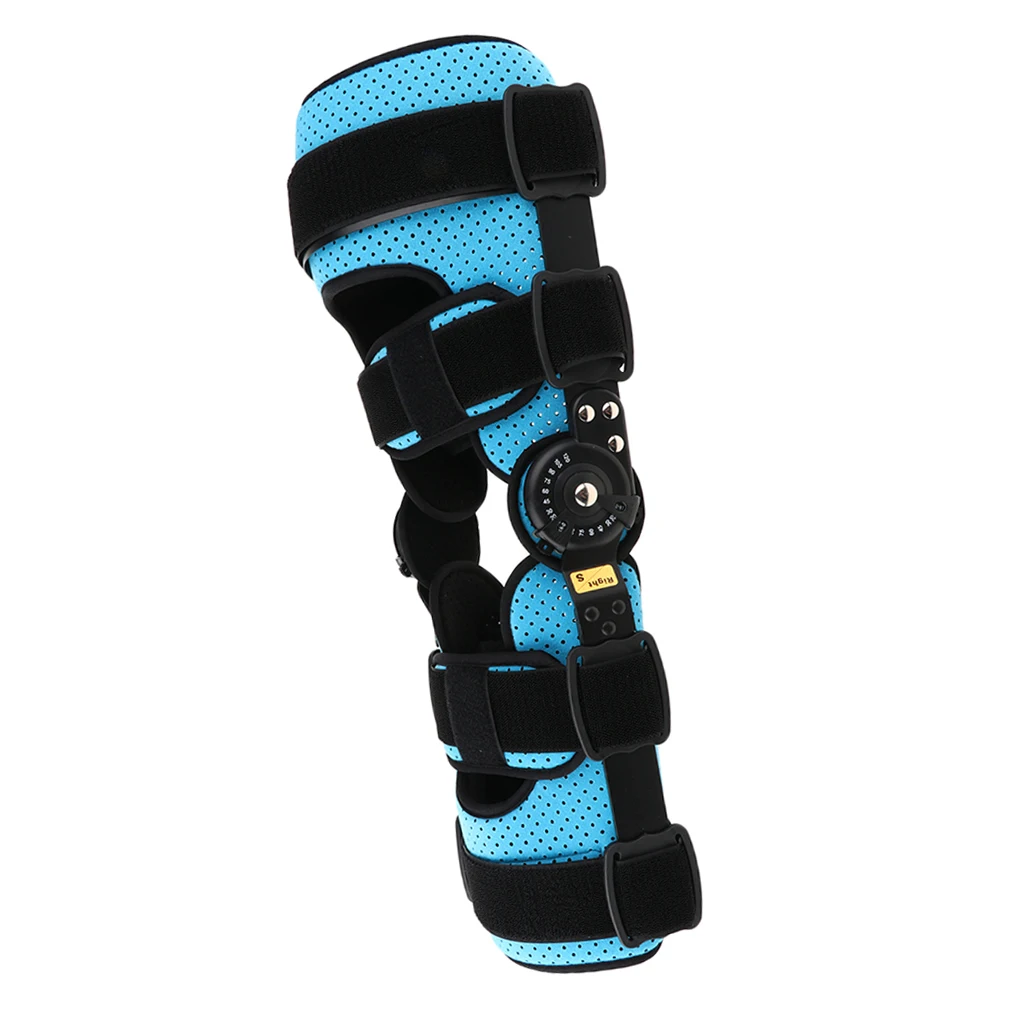 Breathable Full Leg Stabilizer Hinged Knee Support Orthosis Brace Guard Wrap Strap Fracture Fixed Splint for Sport Injuries
