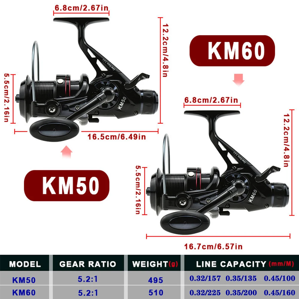 Double Drag Carp Fishing Spinning Reel 10+1BB 20KG Drag with Front and Rear  Drag System Salt/Freshwater Moulinet Peche Pesca