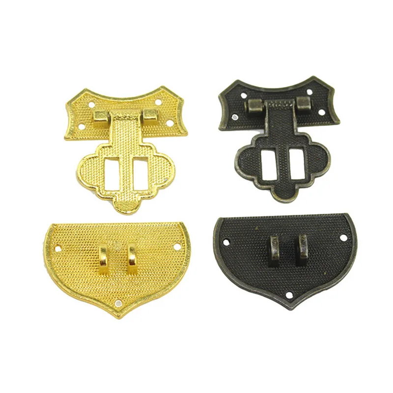 1x Antique Padlock Bronze/Gold Box Hasp Lock Catch Latches for Jewelry Box Suitcase Buckle Clasp Furniture Hardware
