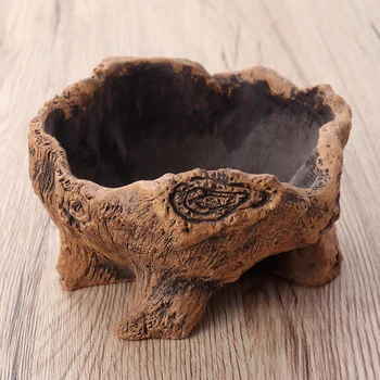 

Creative Vintage Imitation Wood Pile Tree Wood Flower Pot Fleshy Micro Landscape Plant Cement Flower Pot