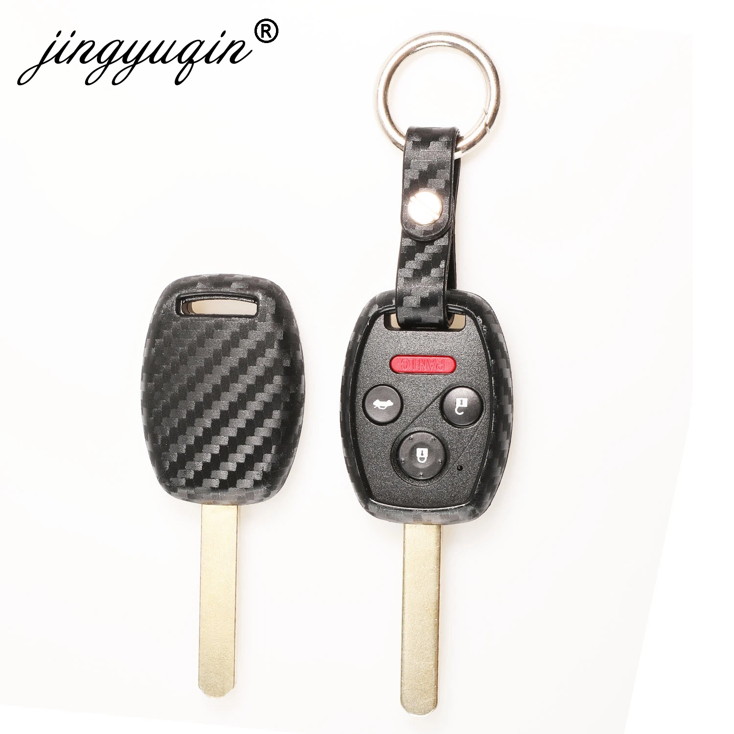Jingyuqin-portachiavi-con-telecomando-per-auto-in-Silicone-in-fibra-di-carbonio-per-HONDA-Accord-Civic.jpg Keyforkess portachiavi con telecomando per auto in Silicone in fibra di carbonio per HONDA Accord Civic CRV Pilot Fit 2 3 4 Button key Cover Holder - Jingyuqin portachiavi con telecomando per auto in Silicone in fibra di carbonio per HONDA Accord Civic