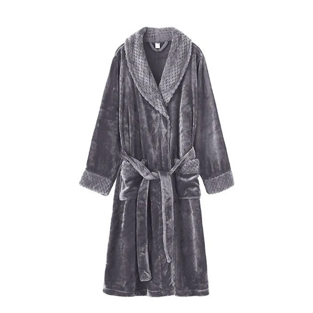 JAYCOSIN, мужской халат, зимний плотный бархатный халат, пижама, Мужская одежда для сна, с карманами, с поясом, одежда для сна, халаты