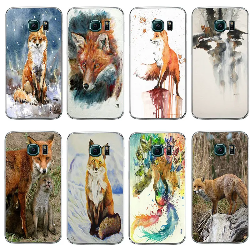 Colorful Watercolor Fox Art Soft TPU Phone Case for Samsung Galaxy Note 3 4 5 8 9 10 S3 S4 S5 Mini S6 S7 Edge S8 S9 S10 Plus | Мобильные