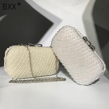 

[BXX] 2020 Spring Handmade Luxury Pearl Clutch Bags Women Purse Diamond Chain Evening Bag For Party Wedding Bolsa Feminina HL712
