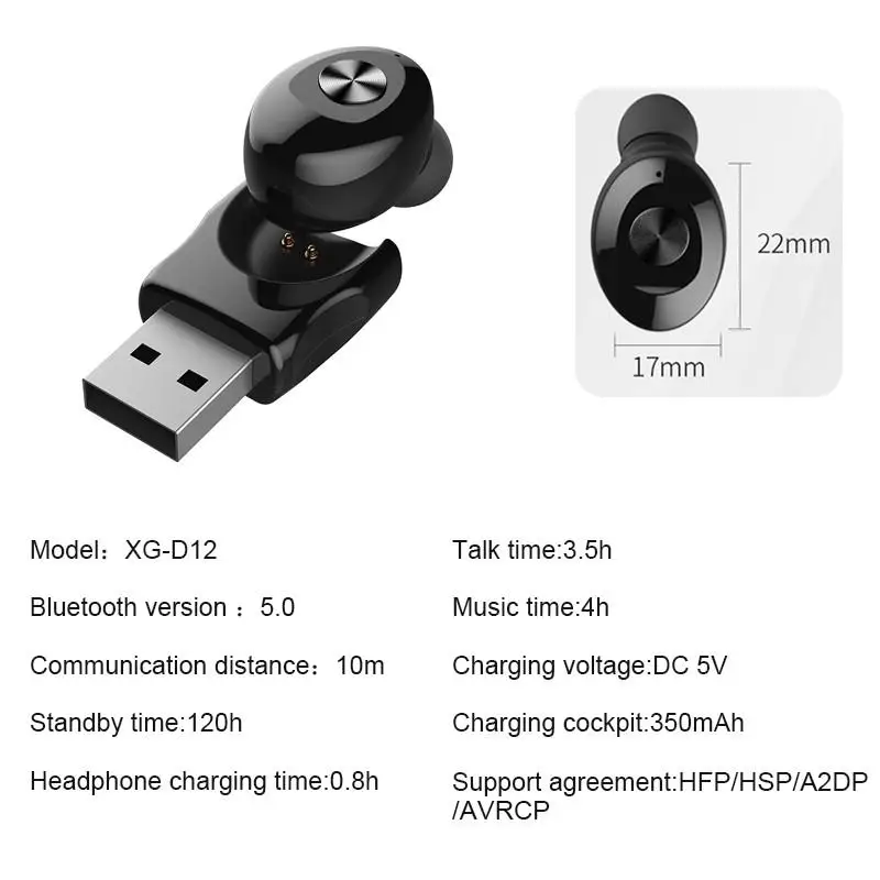 XGU12 одиночные мини беспроводные наушники Bluetooth 5,0 USB TWS вкладыши невидимые бизнес вождение автомобиля ecouteur bluetooth с микрофоном