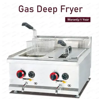 Buy Commercial 2 Tank 2 Basket Deep Lpg Gas Flat Fryer With Temperature Control