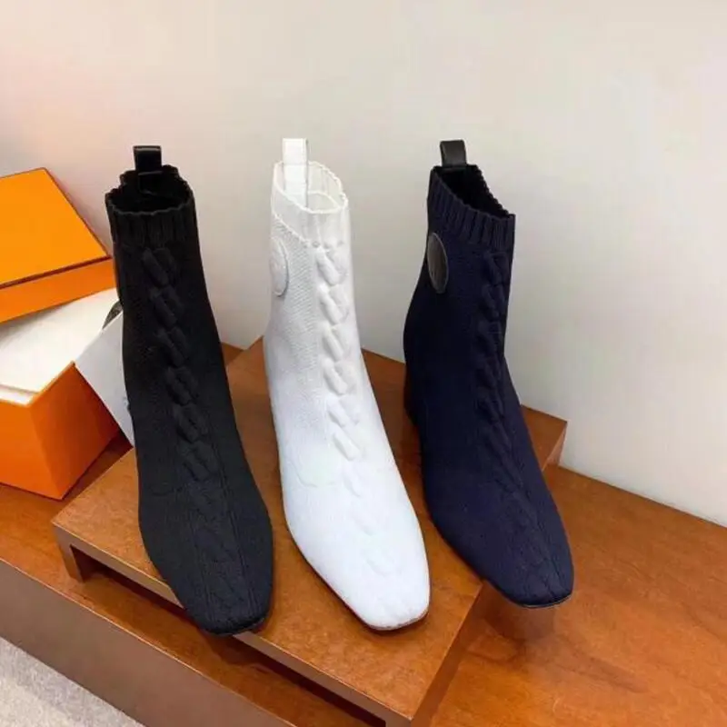 

2019 high heels boots women Stretch boots knitting shoes women ankle boots autumn NEW High quality luxury brand size 35-40