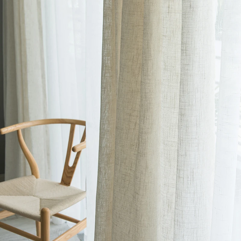 Moderner japanischer Leinen vorhang verdicken schiere Vorhänge zusammen gezogen Schlafzimmer Welle Fenster Balkon Tüll Schattierung Fensters cheibe