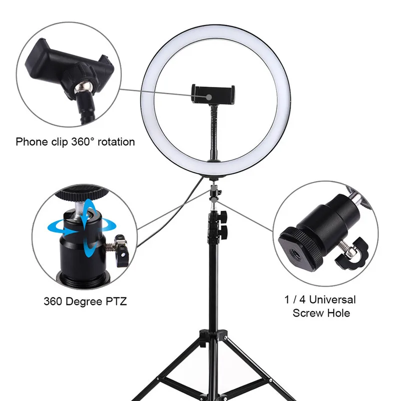 20LEDs Ring Light 7.6 Inch With Tripod Stand USB 3 Modes LED Light For Live Stream Make Up Light Lamparas 40AUG299