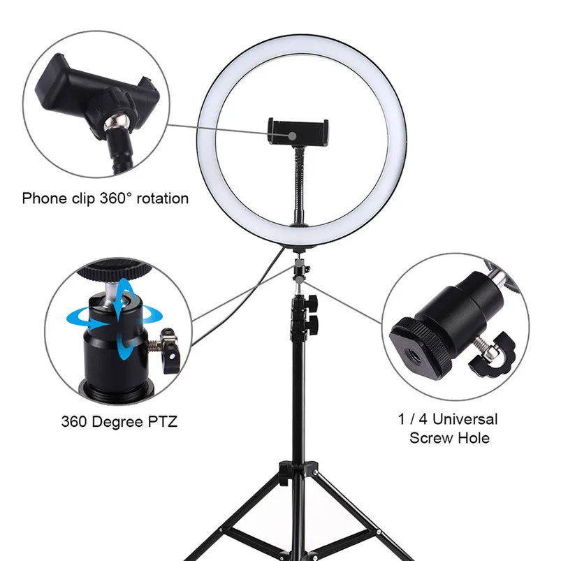 20 светодиодные кольца свет 7,6 дюйма с треногой Стенд USB 3 режима светодиодный свет для живого потока макияж свет Lamparas 40AUG29