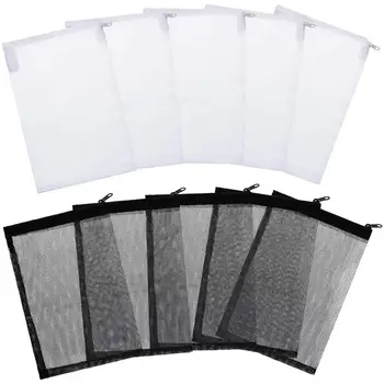 

10 Pieces Aquarium Filter Bags Media Mesh Filter Bags with Zipper for Charcoal Pelletized Remove, White and Black