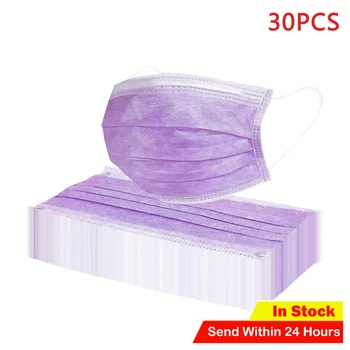 

30pcs Face Mask Proof Protect Face Mouth Cover Masks Outdoor Youre Meltblown Purple Soft Breathable Earloops Meltblown Mask