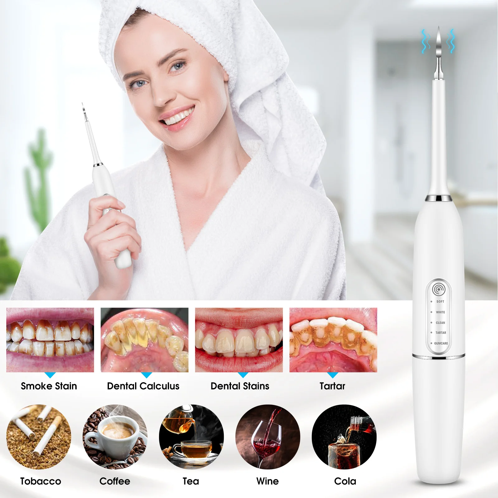Electric Dental Calculus Remover Dental Cleaning Device Teeth Cleaner
