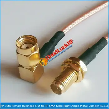 

1X Pcs RP-SMA RP SMA Male Right Angle 90 Degree to RP SMA RPSMA Female O-ring Bulkhead Mount Nut Plug Pigtail Jumper RG316 Cable