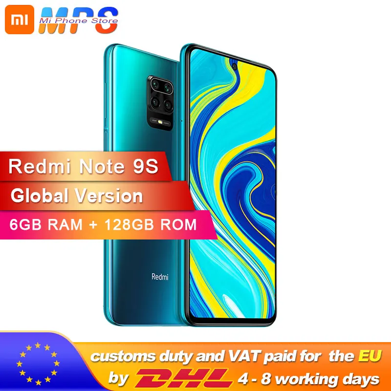 Глобальная версия смартфона Xiaomi Redmi Note 9S 128 ГБ 6 Восьмиядерный Snapdragon 720G 5020 мАч 48MP Quad
