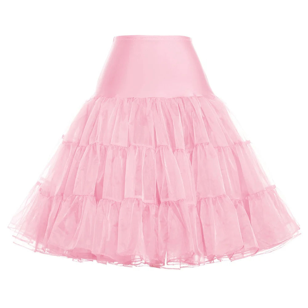 Light Pink GK красочная Женская юбка в стиле "Ретро" без рукавов, Свинг рокабилли, винтажная кринолиновая пышная Нижняя юбка, юбка из вуали в стиле ампир - Цвет: Light Pink