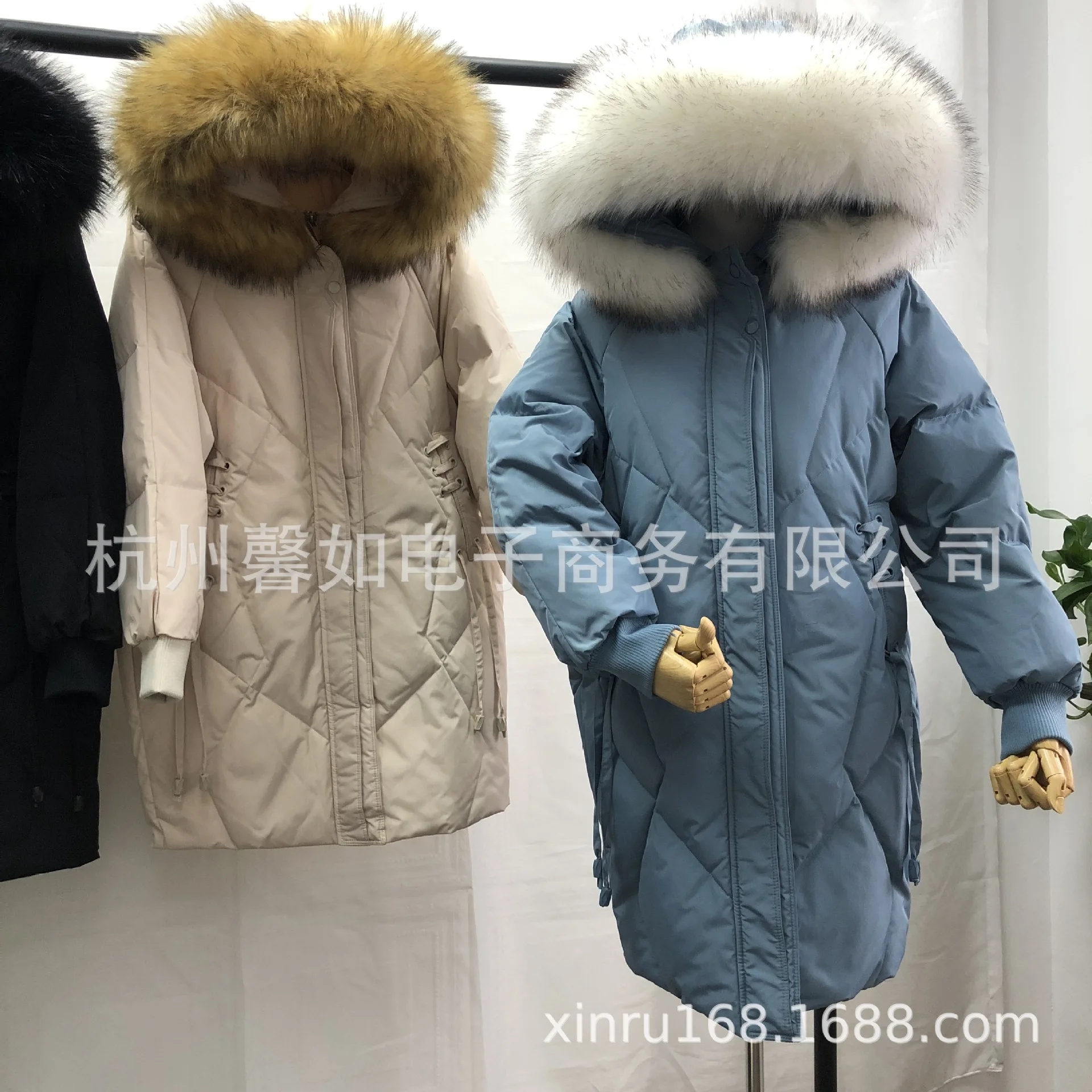 Новые зимние продукты, Южная Корея Dongdaemun, меховая одежда со шнуровкой, Женская пуховая куртка средней длины, женское платье