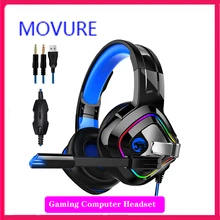 Игровая Компьютерная гарнитура сабвуфер стерео люминесцентные Игровые наушники светильник микрофон для PS4 ноутбука