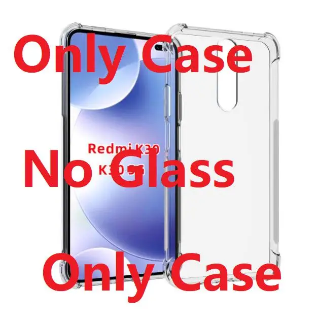 Only Case Для Xiaomi Redmi K30 Pro прозрачный чехол+ закаленное стекло Мягкий ТПУ гелевый защитный чехол для телефона - Цвет: Only Case