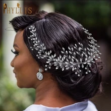 

A301 Rhinestone Bridal Headband Pearl Wedding Hair Jewelry Headpiece Handmade Crystal Bridal Headwear Silver Women Headpiece
