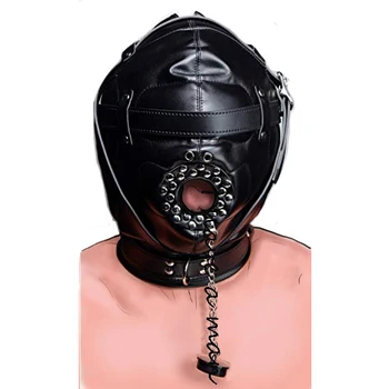 Leather Padded Hood Mask Blindfold Head Restraint Harness Mask, BDSM Bondage Gimp,Sexy Costume 2