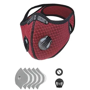 

Unisex Mouth Cover 1pc Bike Face Cover With 5pc Filter Valve Reusable Dustproof Respirator Anti Pollution Fog Pollen Mascarillas